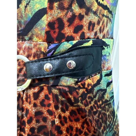 Joseph Ribkoff Multicolor Animal Print Sleeveless Faux Wrap Dress Belt Size 8 - Picture 9 of 10